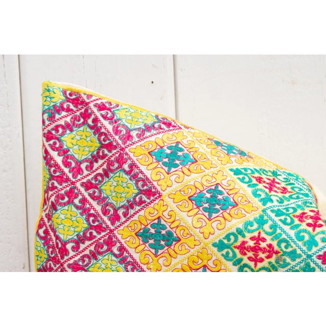 Rainbow Swati Embroidered Phulkari Pillow Cover For Sale - Image 4 of 9