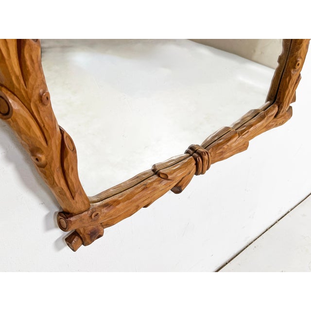 C. 1940s Carved Wood Black Forest Style Mirror, Made in Italy For Sale - Image 4 of 6