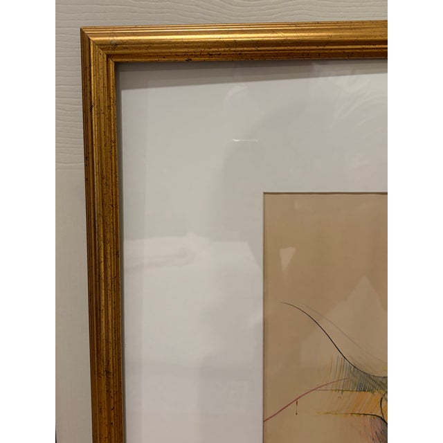 Drawing/Sketching Materials Large Signed 1970 Surrealist Mixed Media Drawing on Paper, Framed Modern Figurative Artwork For Sale - Image 7 of 9