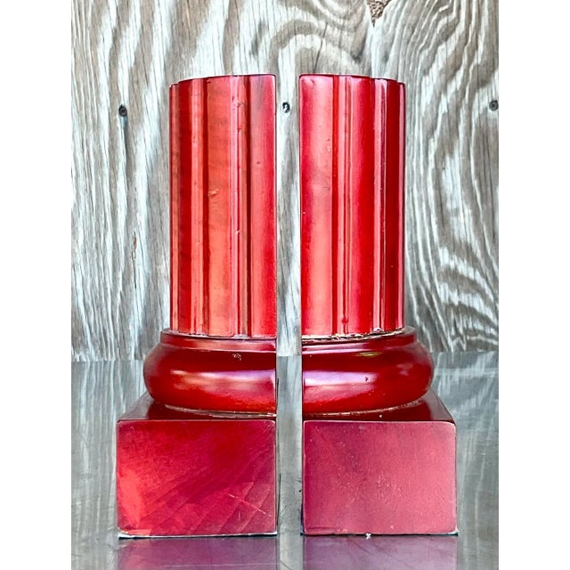 Vintage Contemporary Carved Column Bookends- a Pair For Sale In West Palm - Image 6 of 6