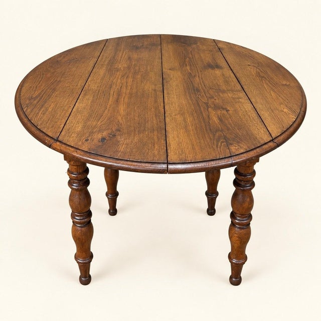 Louis-Philippe Style Extendable Oval Table in Oak, 1800s For Sale - Image 6 of 7