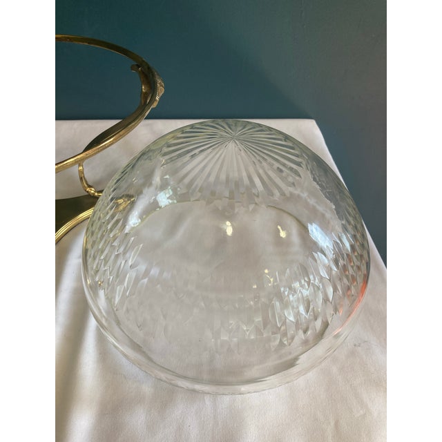 Mid 20th Century Vintage Glass Vase Bowl With Brass Sheep’s Head Stand For Sale - Image 5 of 6
