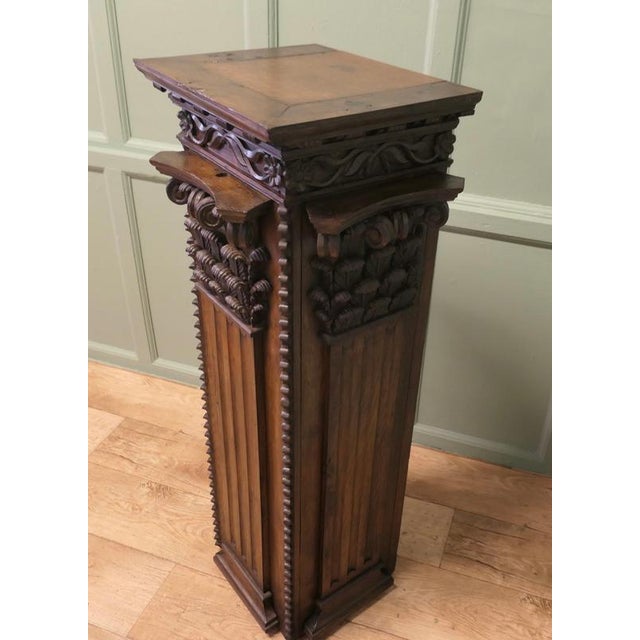 French Carved Oak Display Column For Sale - Image 3 of 8