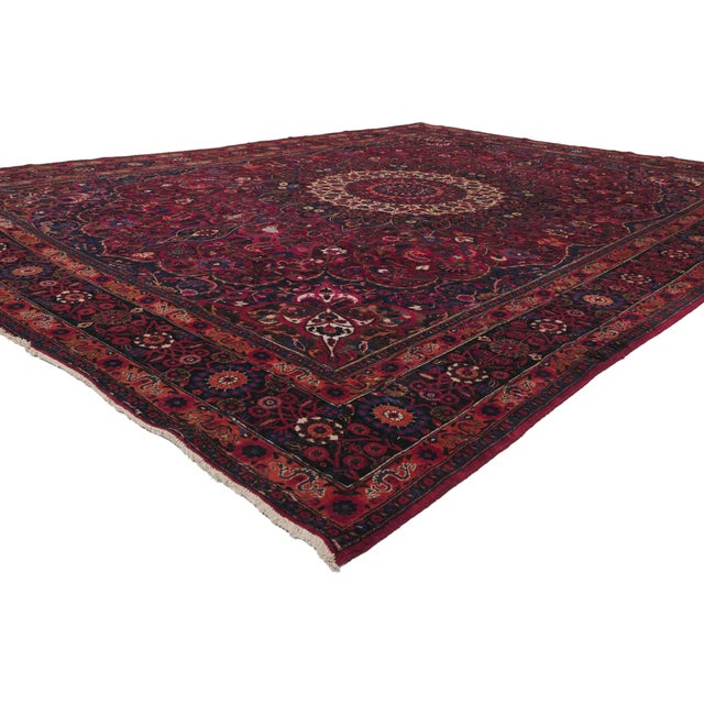 75668 Antique Persian Mashhad Rug, 10'02 x 13'10. The Celestial Rosette: An Antique Persian Mashhad Masterpiece of Regal...
