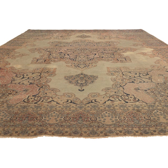 Rustic Late 19th Century Persian Kerman Rug, 09'11 X 12'10 For Sale - Image 3 of 10