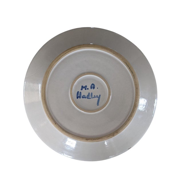 Vintage m.a. Hadley Farmhouse Kitchen Chicken Stoneware Pottery Plate Signed For Sale - Image 4 of 13