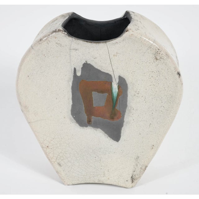 Ceramic Signed Raku Ceramic Handmand Vase For Sale - Image 7 of 9