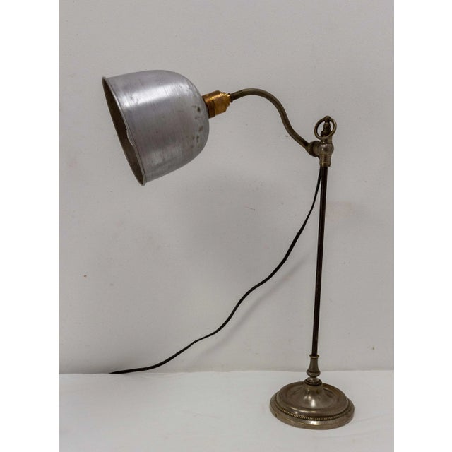 French Art Deco Table Lamp in Aluminium, 1930 For Sale - Image 3 of 12