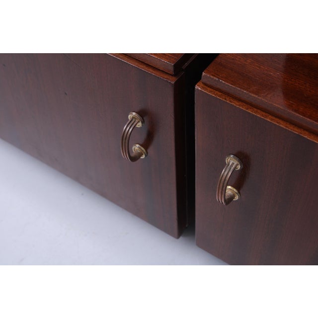 Art Deco Dark Wood Nightstands, 1940s, Set of 2 For Sale - Image 6 of 15