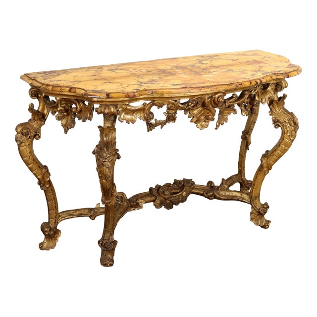 Antique Baroque Console Table in Gilded Wood For Sale