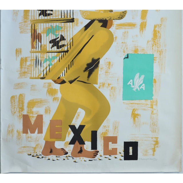 American 1950s American Travel Poster - American Airlines (Mexico) - Edward McKnight Kauffer For Sale - Image 3 of 6