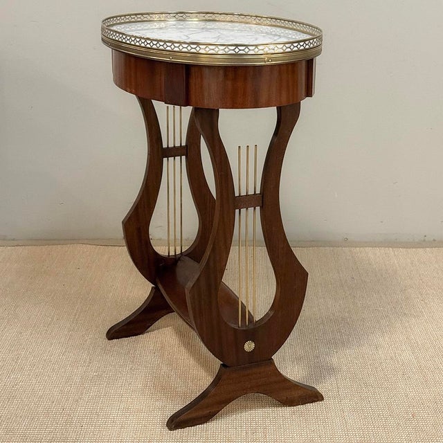 Antique French Neoclassical Oval End Table With Carrara Marble For Sale - Image 16 of 17