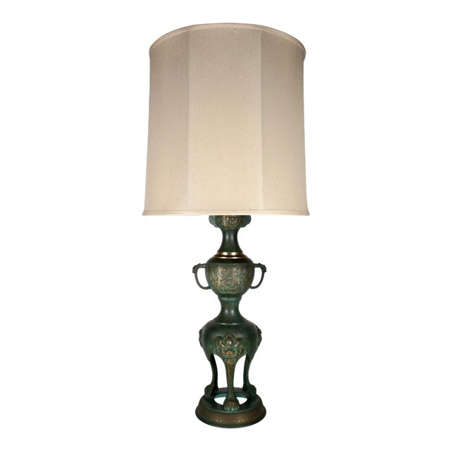 Chinese Form Brass Lamp in the Style of James Mont For Sale