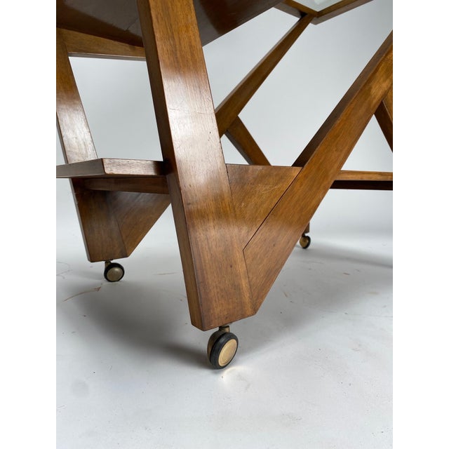 Mid-Century Italian Wooden Bar Cart by Charlotte Perriand, 1950s For Sale - Image 9 of 11