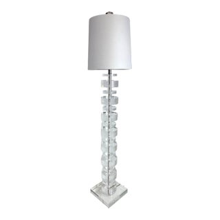 Mid-Century Vintage Stacked Lucite Floor Lamp by Karl Springer For Sale