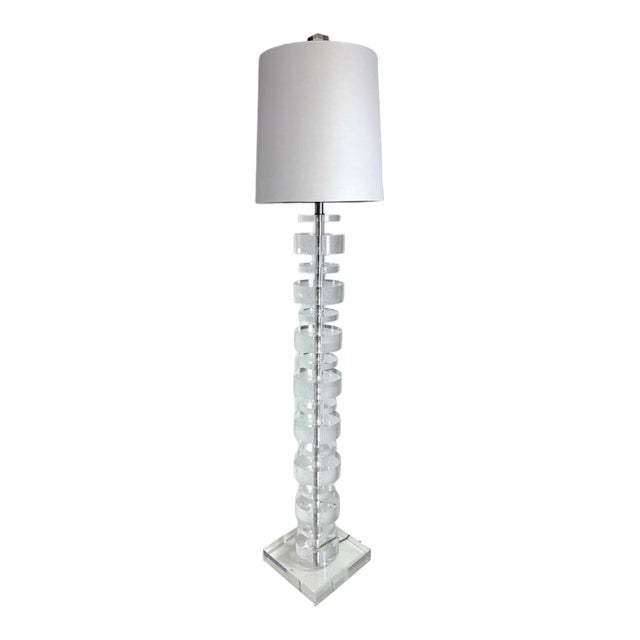 Mid-Century Vintage Stacked Lucite Floor Lamp by Karl Springer For Sale