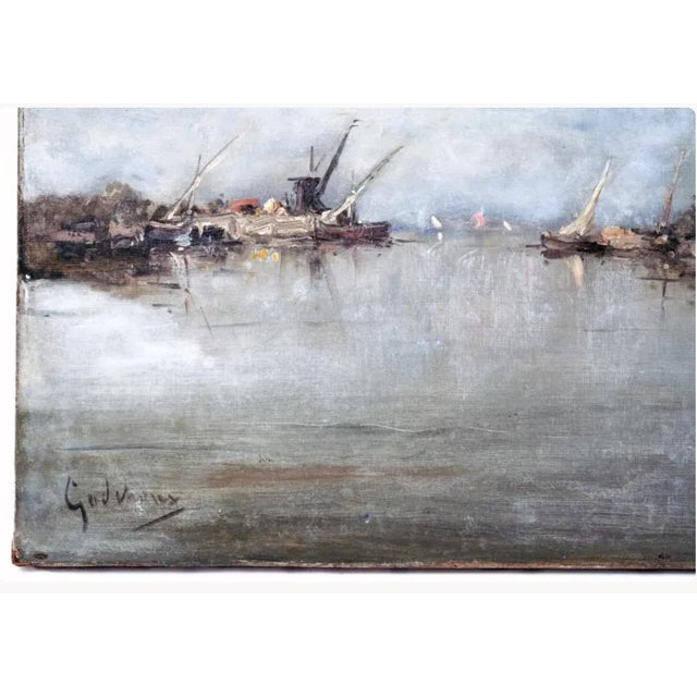 French French Fishing Port Oil Painting by Emile Godchaux For Sale - Image 3 of 4