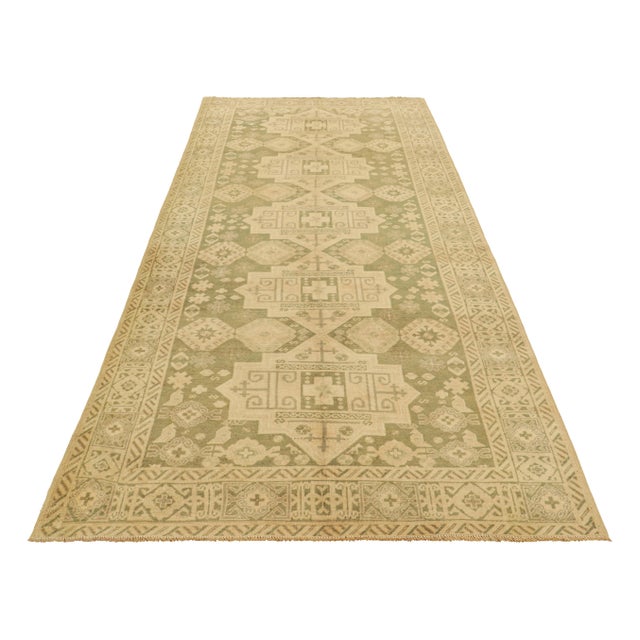 Traditional Vintage Turkish Rug in Green With Medallion & Geometric Patterns From Rug & Kilim For Sale - Image 3 of 7