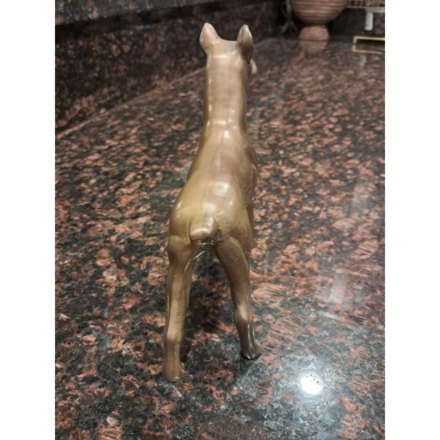 Mid-Century Modern 1970s Solid Brass Doberman Dog For Sale - Image 3 of 5