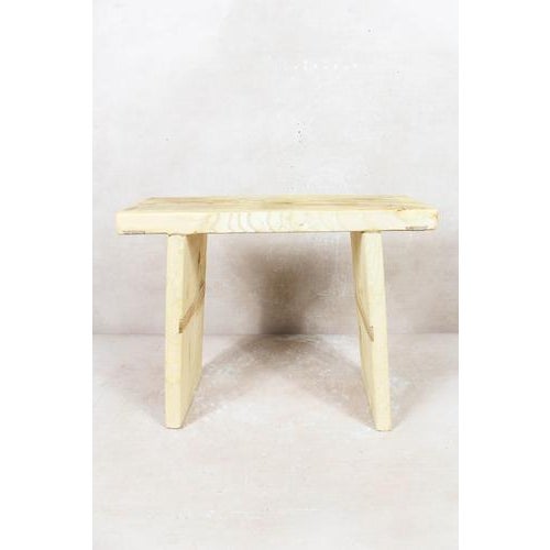 Vintage Rustic Square Stool in Elm Wood For Sale - Image 5 of 5