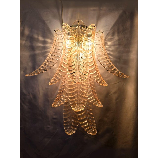 Mid-Century Modern 1980s Pair of Gold Leaves Murano Glass Sconces, Italy For Sale - Image 3 of 10