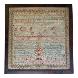 Antique Signed and Dated 19th Century Needlework Sampler For Sale