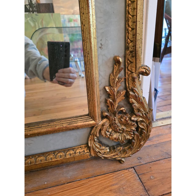Vintage Early Mid Century Modern Italian Gilded Mirror For Sale - Image 9 of 14