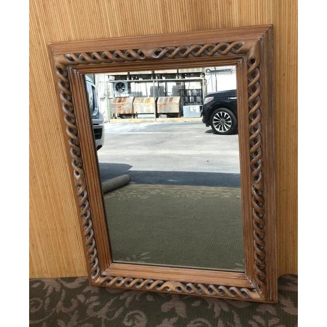 Chapman Manufacturing Company Vintage Hand Carved Pine Mirror Italy For Sale - Image 4 of 11