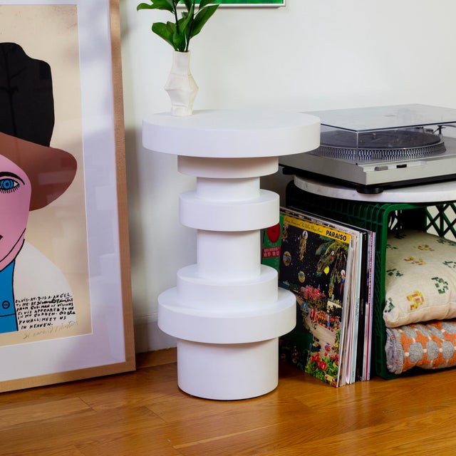 Contemporary Sass Tall Side Table, White, Modern, Wood End Table, Factory 2nd, Modern Accent Table, Pedestal For Sale - Image 3 of 11