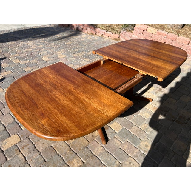 Mid 20th Century Glostrup Møbelfabrik Danish Teak Pedestal Extension Dining Table For Sale - Image 12 of 14