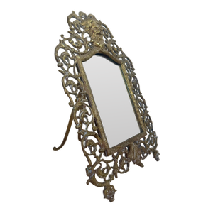 Antique Bronze Ornate Gone With the Wind Standing Dresser Vanity Makeup Table Mirror