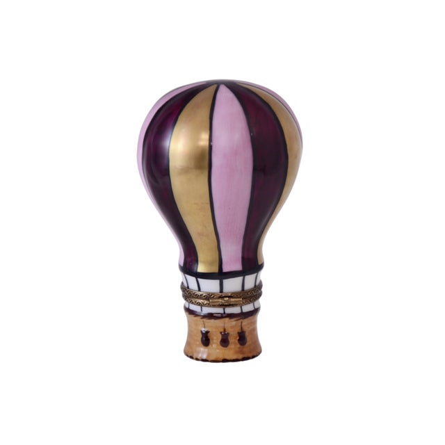 French Limoges Hot Air Balloon Trinket Box For Sale - Image 3 of 4