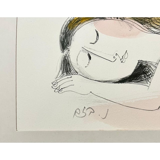 Naftali Bezem, Rare Israeli Modernist Judaica Watercolor Painting Lion Lithograph Naftali Bezem, 1970 For Sale - Image 4 of 6