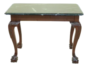 Marble Top Ball & Claw Mahogany Mixing Occasional Table