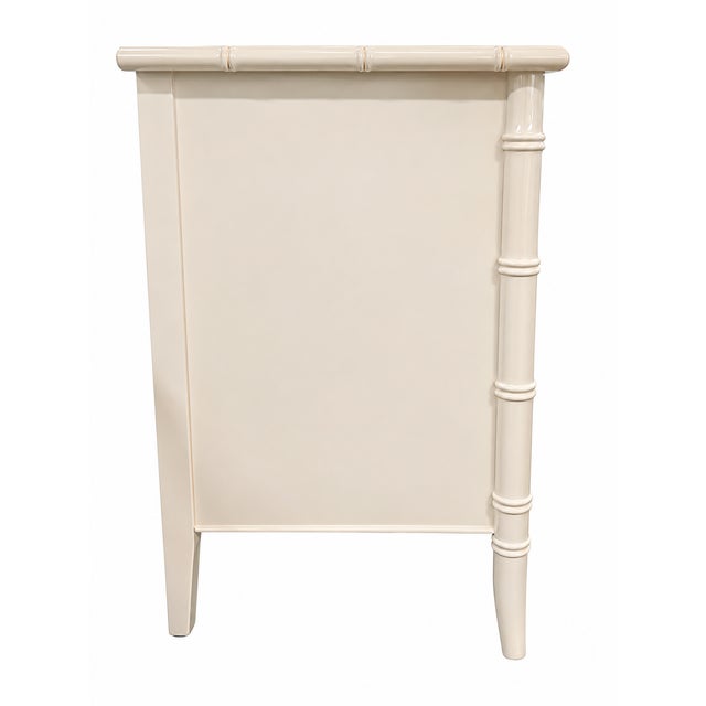 Vintage Chinoiserie Faux Bamboo Dresser in Ivory Lacquer With Brass Hardware For Sale In West Palm - Image 6 of 7
