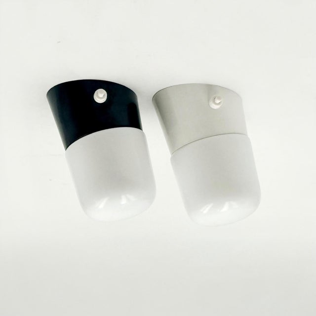 Italian Opaline Glass Wall Lights with Integrated Switches, 1970s, Set of 2 For Sale - Image 11 of 14
