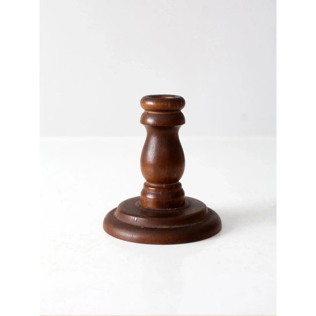 Vintage Wooden Candlestick Holder For Sale - Image 9 of 9