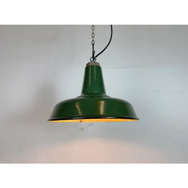 Industrial Green Enamel Factory Pendant Lamp, 1960s For Sale - Image 14 of 16
