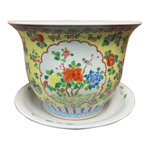 Mid 20th Century Asian Planter With Coordinating Saucer Set