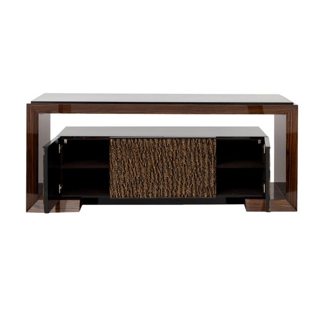 Contemporary Late 20th Century Contemporary Mahogany Waterfall Credenza For Sale - Image 3 of 8