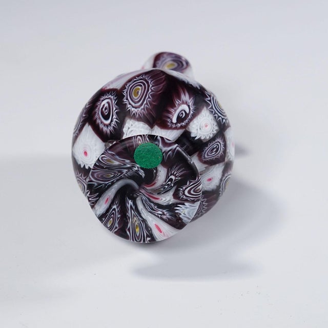 Fratelli Toso Antique Millefiori Vase in Violet and White, Fratelli Toso Murano Ca. 1920s For Sale - Image 4 of 5