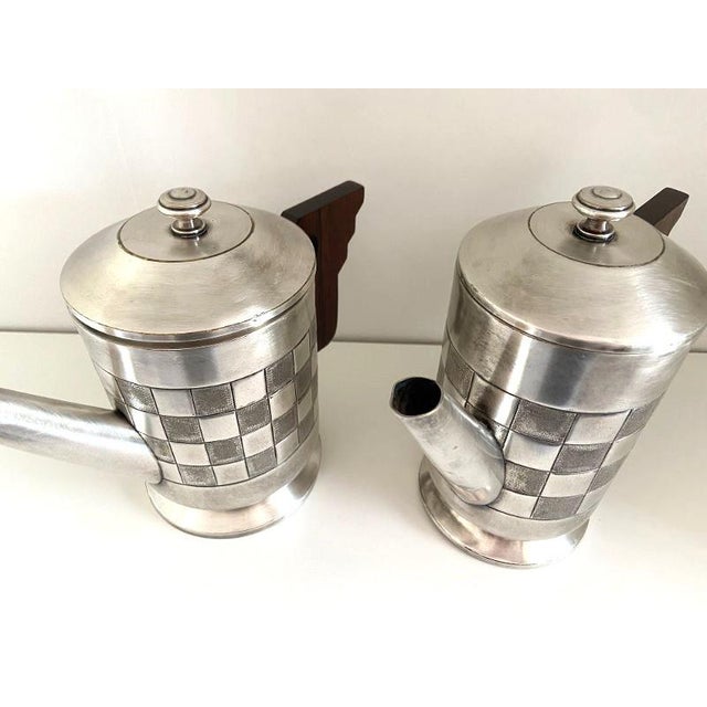 Tea and Coffee Service in Silver-Plated Metal from A.S., 1930s, Set of 2 For Sale - Image 3 of 11