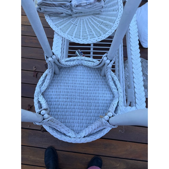 Wood Antique American Wicker Patio Suite — Bar Harbor Style | 6 Pieces | Custom Cushions | Ex. The Wicker Shop, Old Saybrook For Sale - Image 7 of 14