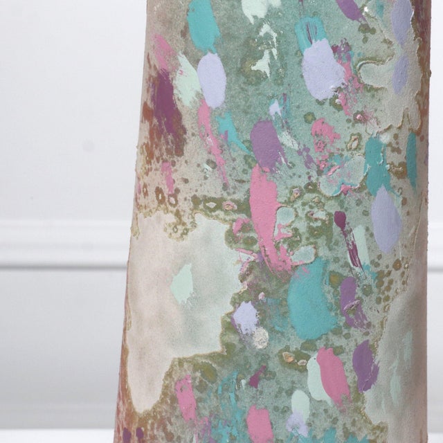 1980s Tony Evans Sculptural Raku Pottery Column Candlesticks - a Pair For Sale - Image 10 of 11