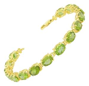 15 Carat Genuine Natural Pear Shape Peridot Tennis Bracelet 14 Karat yellow gold