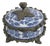 Vintage Maitland-Smith Blue and White Porcelain Box With Brass Hand Painted Floral Details For Sale