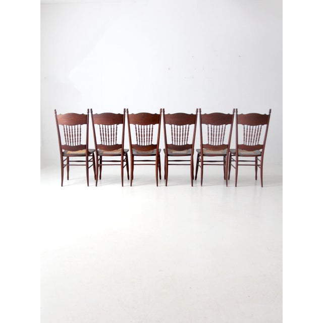 Farmhouse Antique Press Back Dining Chairs Set of 4 For Sale - Image 3 of 16