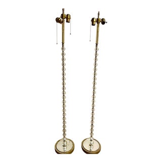 Hollywood Regency Glass and Mirror Floor Lamps - a Pair For Sale
