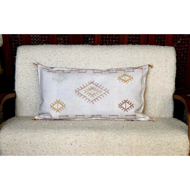 2020s Moroccan White Cactus Silk Pillow For Sale - Image 5 of 6