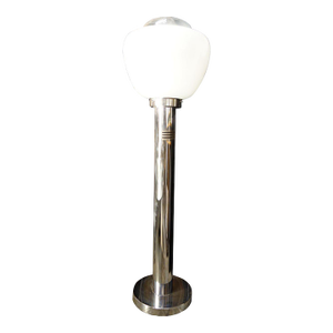 Mid Century 3/4 Chrome Torchiere With Glass Canopy